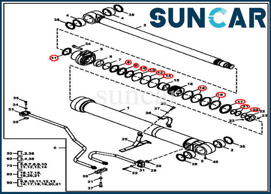 Excavador Equipment Models de Kit Deere Repair Kits For 135G 130G del sello del cilindro del auge FYA00012899