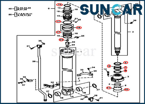 sello Kit Excavator Repair Kit For 120D 135D 130G John Deere Cylinder 9288686G del brazo 4S00847