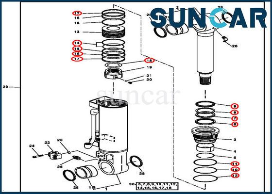 4388027 componentes 120C 135C del cilindro de Kit Fits John Deere Blade de la reparación del sello del cilindro