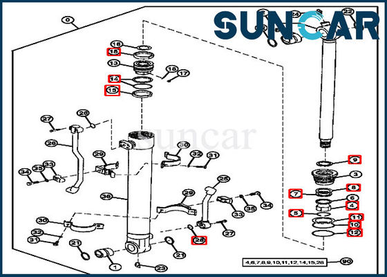 Excavador 190 80 John Deere de Kit Cylinder Service Kit For del sello de aceite de 4369716 cubos