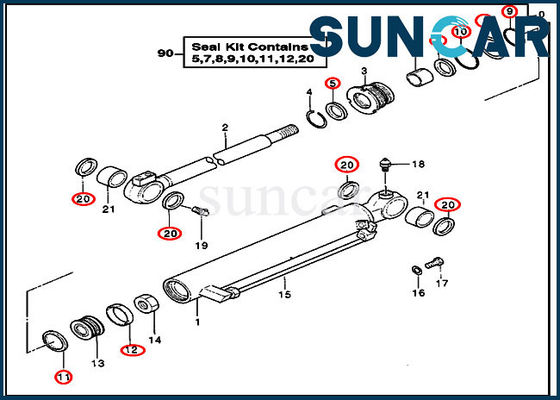 El servicio Kit Hydraulic Seal Repair Kits de DEERE 4355825 cabe el excavador Cylinder Blade Parts
