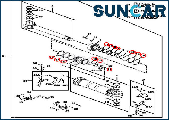 FYA00023524 que coloca el sello Kit Excavator John Deere 190GW de la reparación del cilindro