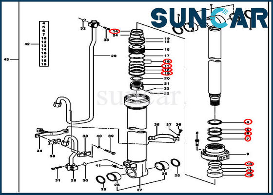 Equipment Hydraulic Seal AH173457 Boom Cylinder Sealing Kit For 200CLC 200LC John Deere