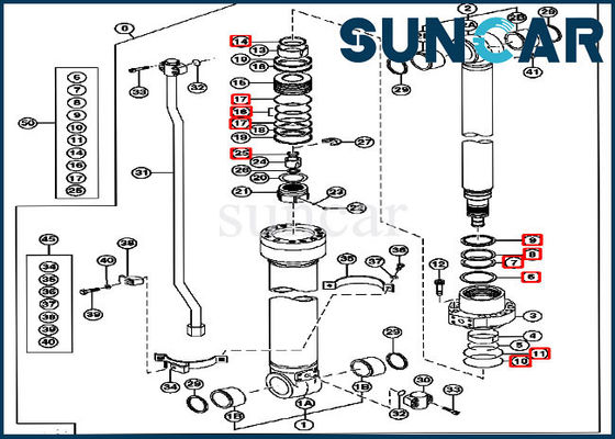210 equipo del lacre de la reparación del cilindro del brazo del palillo del cazo de John Deere Hydraulic Seal Kit 4661594
