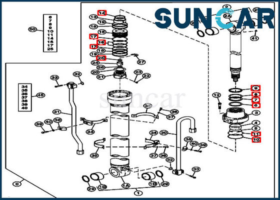 4448399 excavador Desgaste-resistente Cylinder Service Kit de Kit John Deere 210 del sello del cilindro del brazo