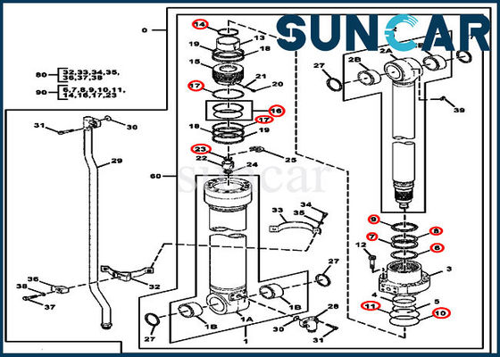 Servicio de reparación del sello del cilindro de 4654422 brazos Kit For Models 220DW John Deere Construction Machinery