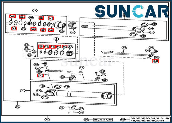 Equipo de Repair Kit 4669895 John Deere Positioning Cylinder Seal del excavador 220DW