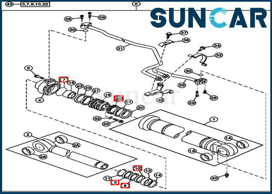 Sello hidráulico Kit For 230CLC John Deere Cylinder Components de la reparación del auge 4485612