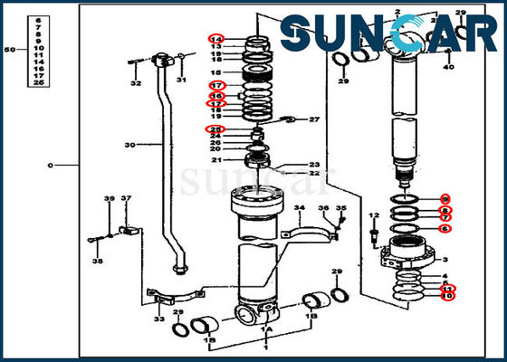 Equipo del servicio de Kit Excavator Hydraulic Seals JOHN DEERE del sello del cilindro de 4631062 brazos