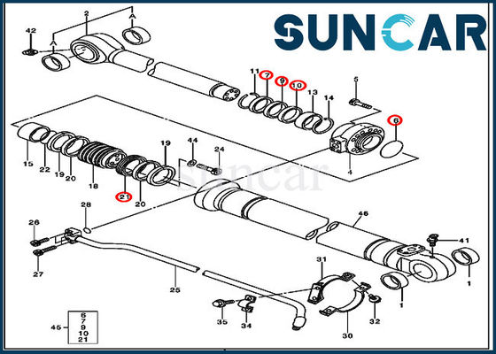 Sello hidráulico Kit Deere Parts 230CLC de la reparación 4485614 para los componentes del cilindro del cubo