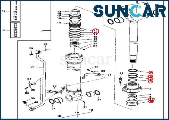 Equipo 2554 230CLC John Deere Oil Seal Kits de Bucket Cylinder Sealing de 4627361 excavadores