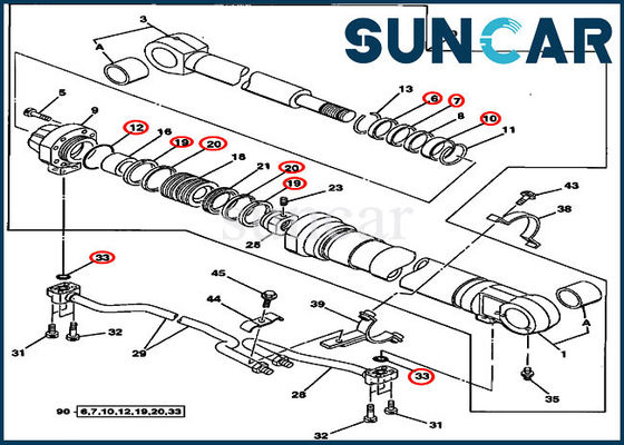 Piezas de Kit Cylinder Service Kits Fits 230LCR 200CLC Deere de la reparación del sello del brazo AT264433
