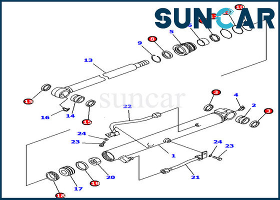 707-39-65190 equipo de reparación de Kit Komatsu Excavator PC10UU PC14R PC16R del sello del cilindro del cubo
