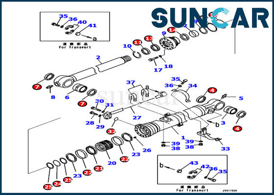 707-99-48710 excavador Repair Kit de Kit Cylinder Inner Parts PC240LC-10 del sello del cilindro del BRAZO de KOMATSU