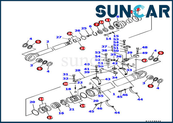 Excavador PC1800-6 de Kit Fits For del sello de la reparación del cilindro del equipo 707-99-85330 del sello del cilindro del brazo de KOMATSU
