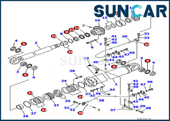 Los equipos de reparación del cilindro hidráulico del auge del excavador 707-99-87710 de KOMATSU engrasan el sello que los equipos caben PC1800-6