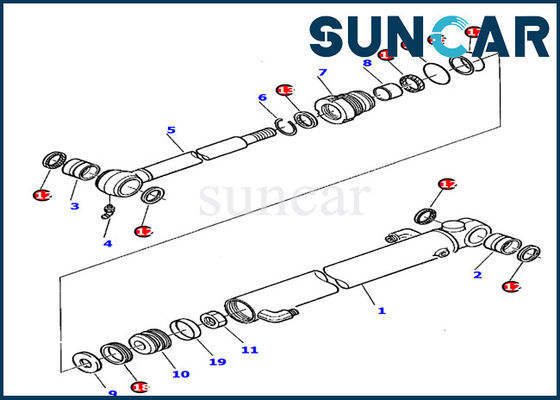 Excavador PC20-7 de Kit Excavator Sealing Kit Fits del sello del cilindro del cubo de 878000390 KOMATSU