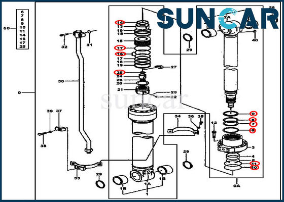 4662880 Kit de sellado del cilindro del brazo para el registrador de excavadoras Deere 200LC, 270CLC, 2554, 2054, 2154D