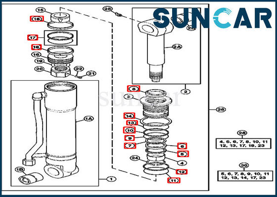 4369769 piezas de maquinaria hidráulicas de construcción de Kit For 290D del sello de la reparación de John Deere Arm Sealing Kit