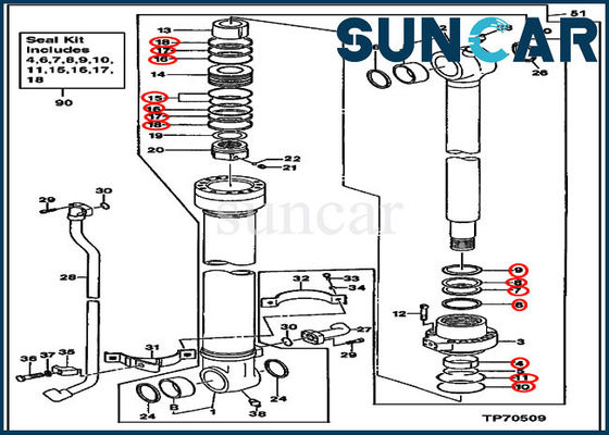 Excavador hidráulico de Kit Deere Seal Kits Fits 160LC 350GLC 350DLC del cilindro del cubo AH155040