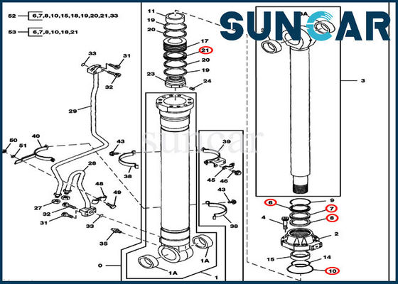 Sello Kit For 330LCR JOHN DEERE de la reparación del LH/RH del auge de los equipos 9180581 del servicio del cilindro