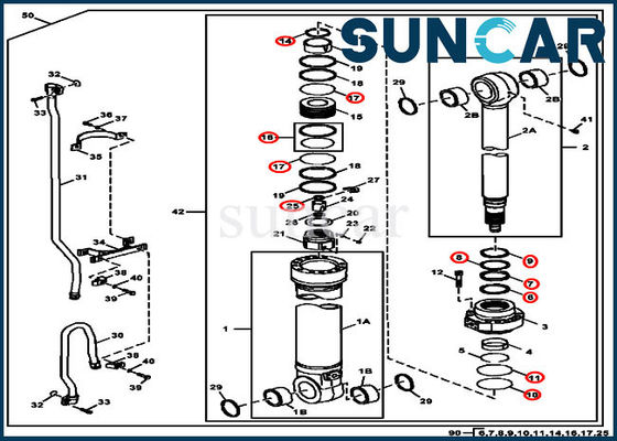 Equipo pesado de Kit Fits 350DLC 350GLC JOHN DEERE del sello del reemplazo del cilindro 4S00930 Deere del brazo