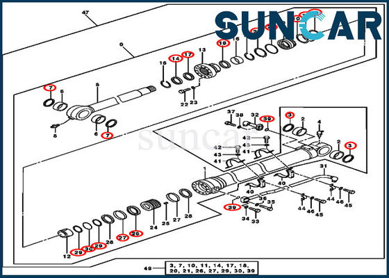 Reemplazo Kit For 370C 3554 John Deere del sello del cilindro de los equipos 4640108 del sello del cubo