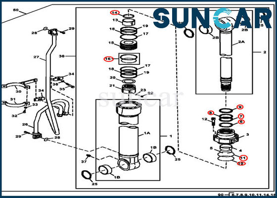 reparación del auge de 4S00783 JOHN DEERE que sella el excavador de Kit Cylinder Components Fits 380GLC 350GLC