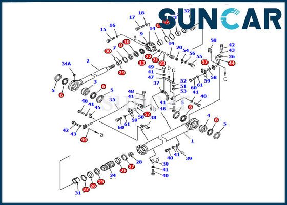 707-99-77210 equipo interno hidráulico del servicio del equipo de reparación de Kit Komatsu Excavator PC1600-1 del sello del cilindro del cubo