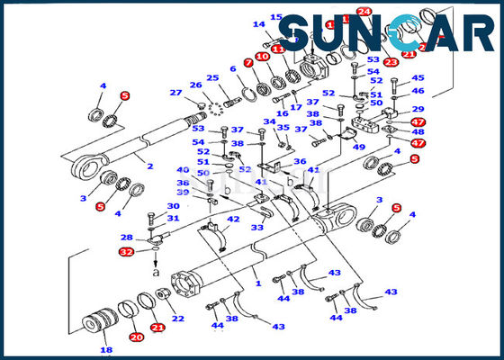 El excavador PC1600-1 de KOMATSU modela piezas de reparación internas hidráulicas del equipo 707-99-85200 de Arm Cylinder Seal
