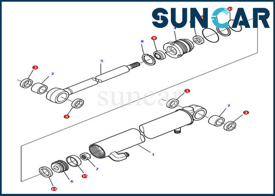 Cilindro DE LUJO del brazo 878000501 que sella las piezas internas hidráulicas de Kit Komatsu Excavator PC15R-8