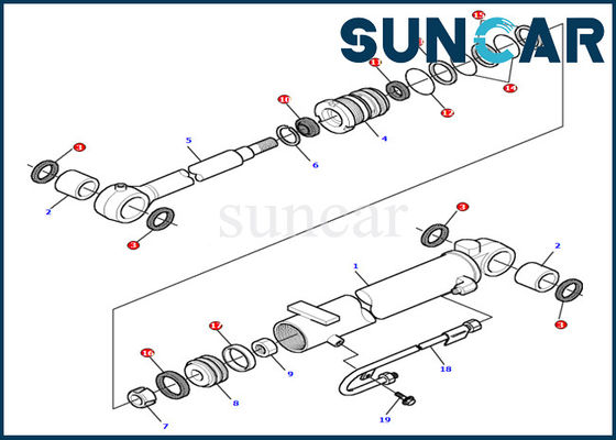Equipo del sello del cilindro del auge del equipo 878000502 de Hydraulic Parts Service del excavador de PC15R-8 KOMATSU