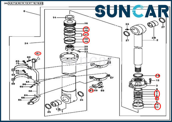 Cilindro hidráulico Kit Excavator Seal Kits Fits 450LC John Deere Parts del cubo AT314427