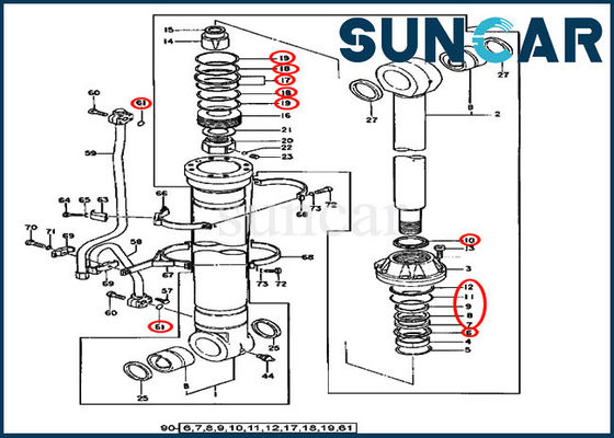 Equipo de los modelos de Kit Service Kits For 450CLC 550LC Deere del sello del cilindro del auge AT196471