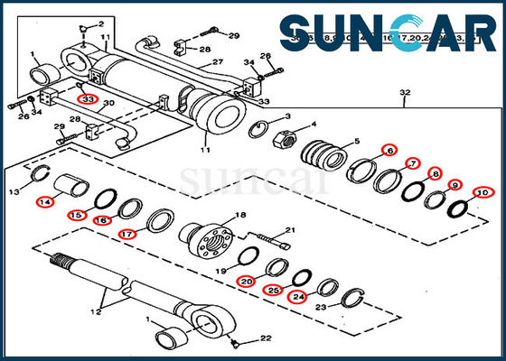 Excavador Models de Kit For John Deere 490 del sello del reemplazo del cilindro del cubo AT264443