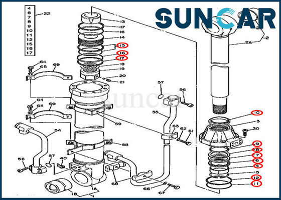 Sello Kit Excavator Service Kit Fits 595D 590D JOHN DEERE del cilindro del cubo del auge AT194335