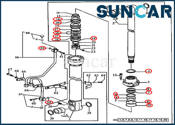 Lacre de aceite del cilindro del auge del equipo AT196470 del sello del reemplazo Kit For 490E John Deere Equipment