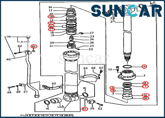 4369892 excavador Seal Kits del equipo 490E JUAN DEEERE del servicio de reparación del cilindro del brazo