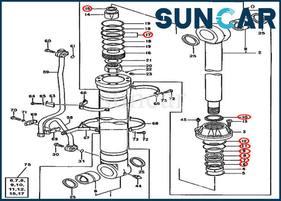 Excavador de Kit Repair Sealing Kit Fits 600C 550LC del sello del cilindro del auge de JOHN DEERE 4660103