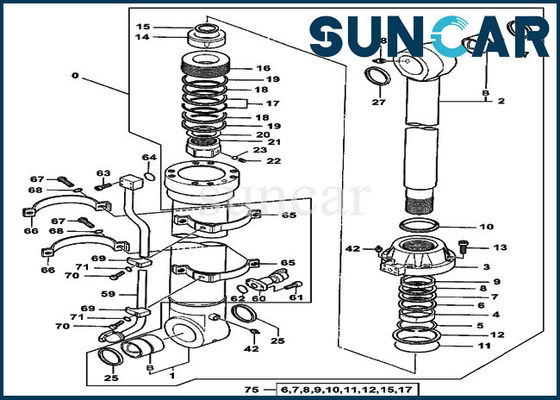 4438696 excavador de Kit For 550LC de la reparación del sello del cilindro de Deere de los equipos del servicio del cubo