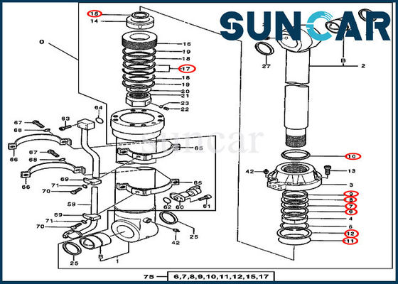 Cilindro de los equipos de reparación del cubo 4652906 que sella el excavador de Kit Fits Deere 670GLC 600C LC