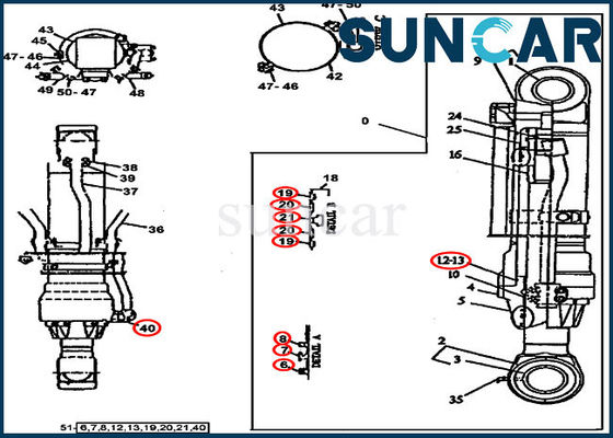 Sello Kit Fits John Deere 790D del cilindro del brazo de Hydraulic Seals AT196478 del excavador