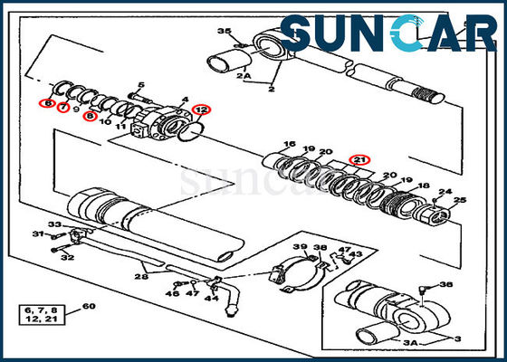Equipo 790ELC John Deere Mechanical Sealing Kit del sello de la reparación del cilindro del cubo AT196468