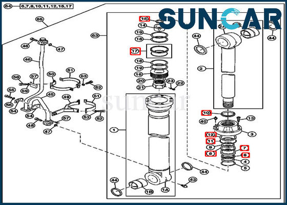 4614814 excavador Boom Cylinder Service Kit Fits 750 equipos del sello del reemplazo de 800C JOHN DEERE