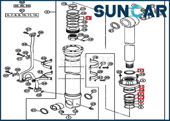 Reparación hidráulica Kit Fits For 850DLC 870GLC John Deere Parts del sello del cilindro del auge 4653861