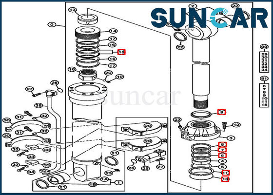 Servicio Kit Cylinder Seal Kit Fits 850DLC 870GLC Deere del reemplazo de 4653863 cubos