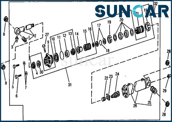 RE21196 cilindro hidráulico Kit Bucket Service Kit Fits 990 John Deere Equipment Parts