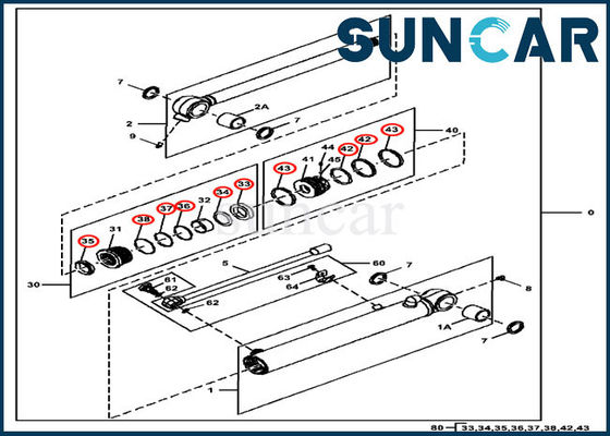 Sello hidráulico Kit For 35G John Deere Cylinder Components del CYL del cubo FYD00005421