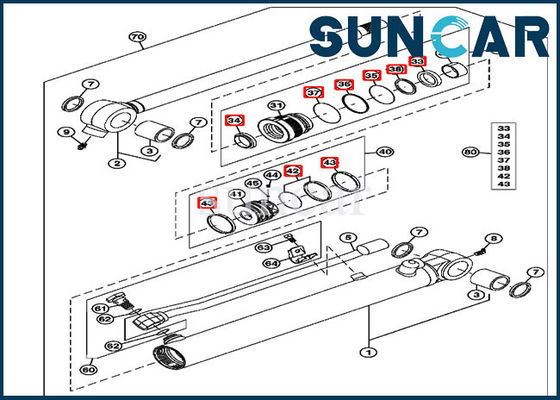 4652138 diámetro interior hidráulico JOHN DEERE de Kit Fits 35m m Rod 55m m del sello de la reparación del cilindro del cubo