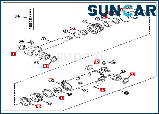 Reemplazo de 4652458 cuchillas que sella el excavador Cylinder Seal Kits de Kit John Deere 27D